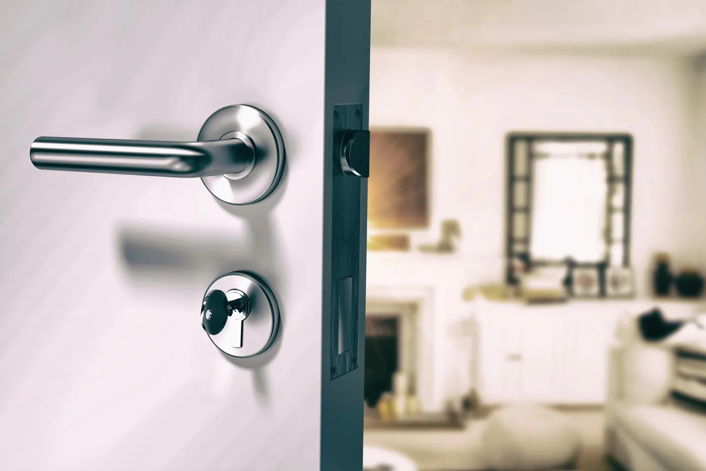 Serrure de sécurité renforcée installée sur une porte